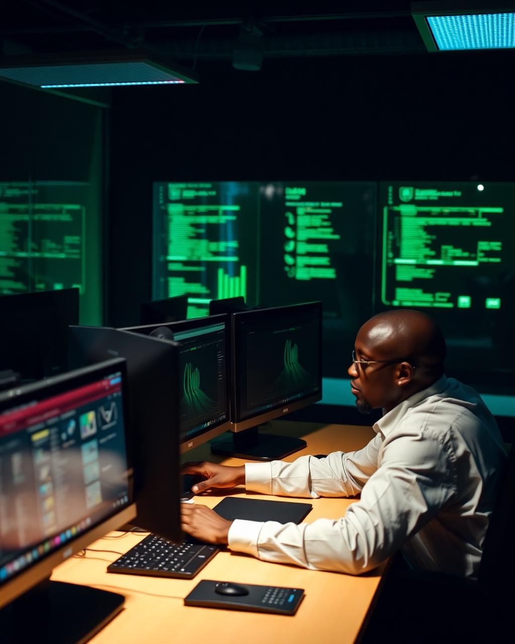 Saphistech engineer monitoring enterprise systems in an operations center